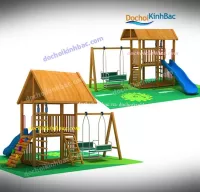 BỘ CẦU TRƯỢT XÍCH ĐU LIÊN HOÀN BẰNG GỖ 015