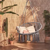 XÍCH ĐU KHÔNG CẦN KHUNG TREO SWING COTTON MÀU GHI XDTG021