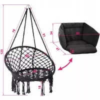 XÍCH ĐU KHÔNG CẦN KHUNG TREO SWING COTTON MÀU ĐEN XDTG025