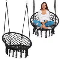 XÍCH ĐU KHÔNG CẦN KHUNG TREO SWING COTTON MÀU ĐEN XDTG025