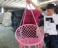 XÍCH ĐU MACRAME COTTON SWING MÀU HỒNG CÓ CẦN TREO XDTG037