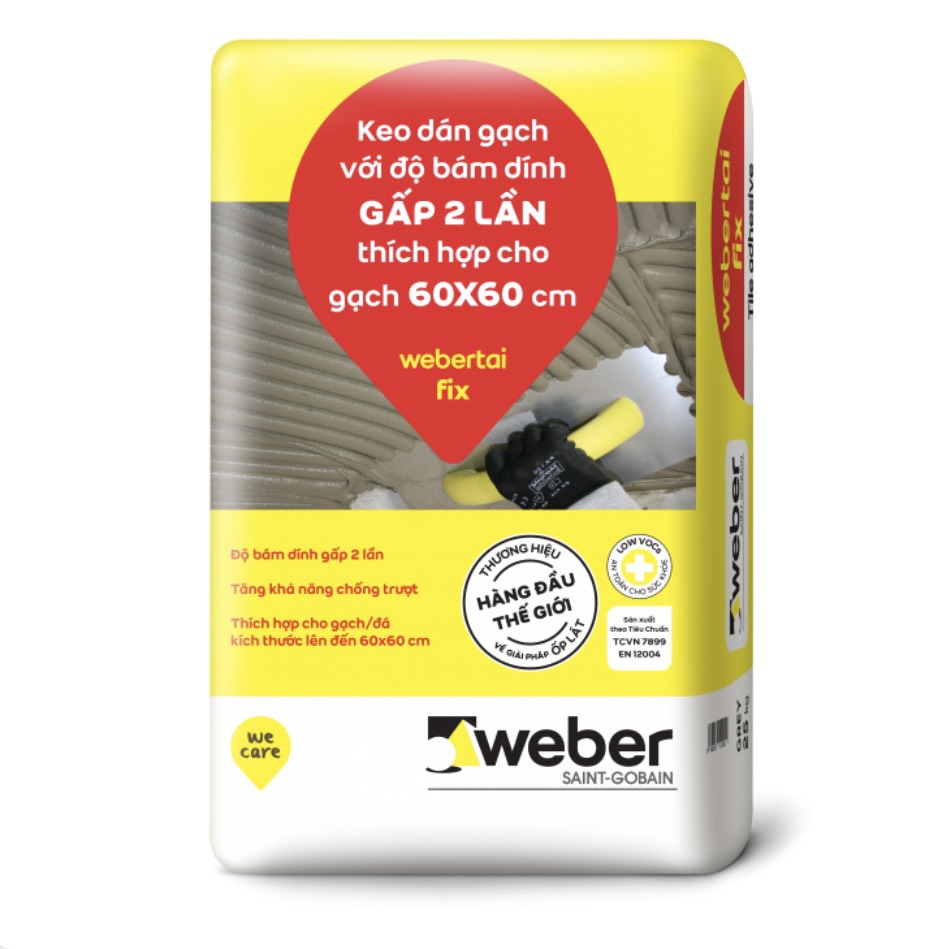 Keo dán gạch ốp tường CHỐNG TRƯỢT TỐT webertai fix
