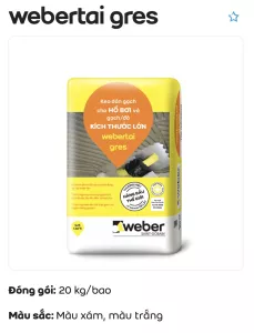 Keo dán gạch HỒ BƠI và gạch/đá KÍCH THƯỚC LỚN webertai gres