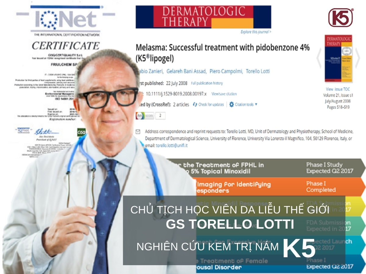KEM TRỊ NÁM K5 – NGHIÊN CỨU HƠN 10 NĂM BỞI CHỦ TỊCH HỌC VIỆN DA LIỄU THẾ GIỚI