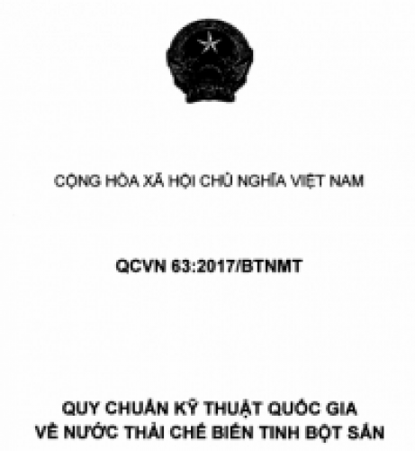 QCVN 63/2017/BTNMT - QUY CHUẨN KỸ THUẬT QUỐC GIA VỀ NƯỚC THẢI CHẾ BIẾN TINH BỘT SẮN