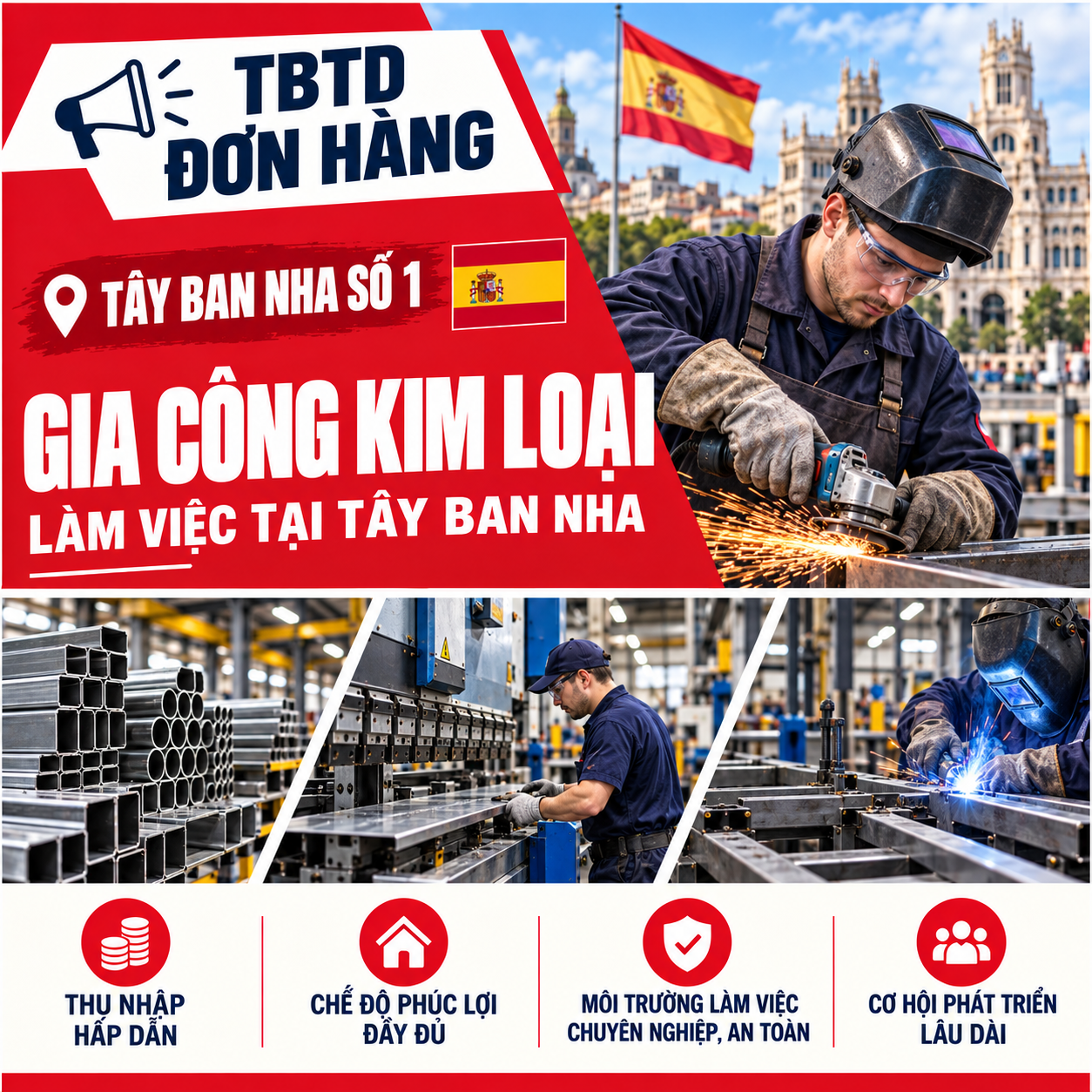 THÔNG BÁO TUYỂN DỤNG ĐƠN HÀNG TÂY BAN NHA số 1 - Gia công kim loại