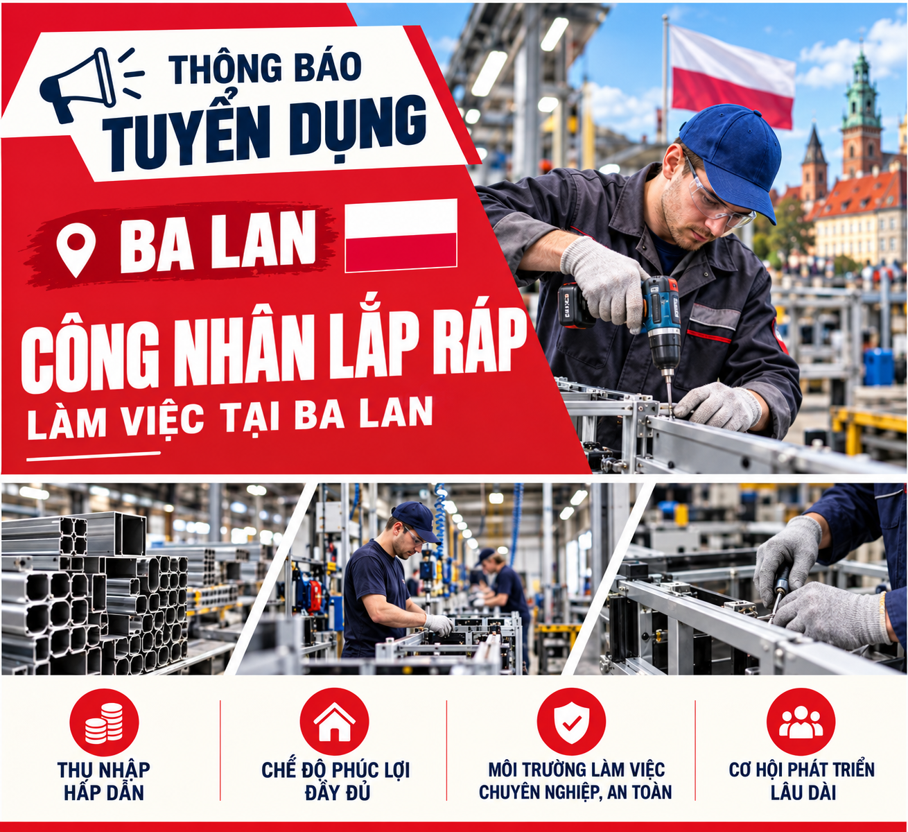 THÔNG BÁO TUYỂN DỤNG - Ba Lan - Công nhân lắp ráp