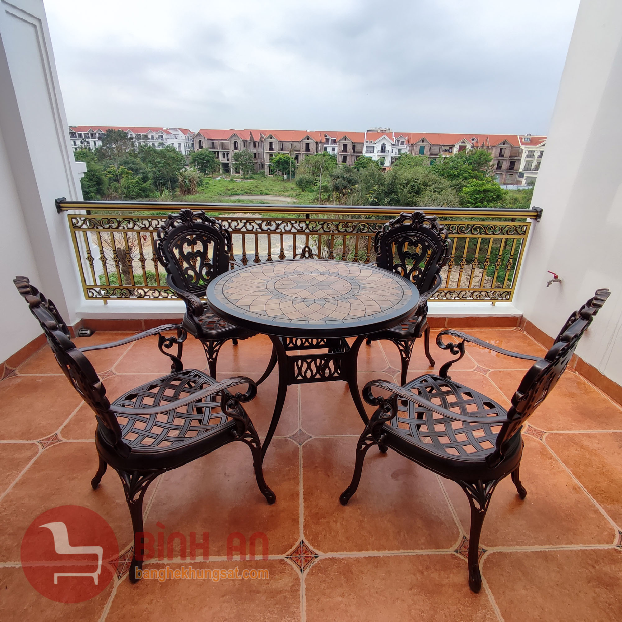 Bàn Ghế Ngoài Trời Nhôm Đúc Mặt Đá D94