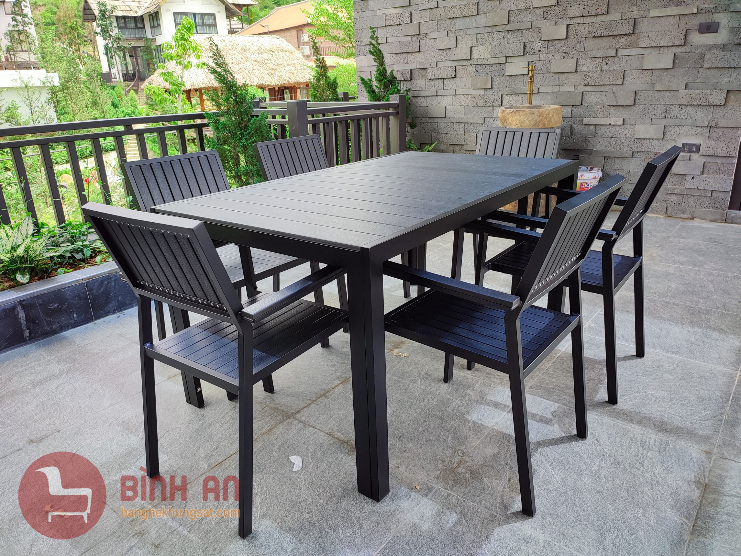 Bộ Bàn Ghế Ngoài Trời HCN D150 Polywood