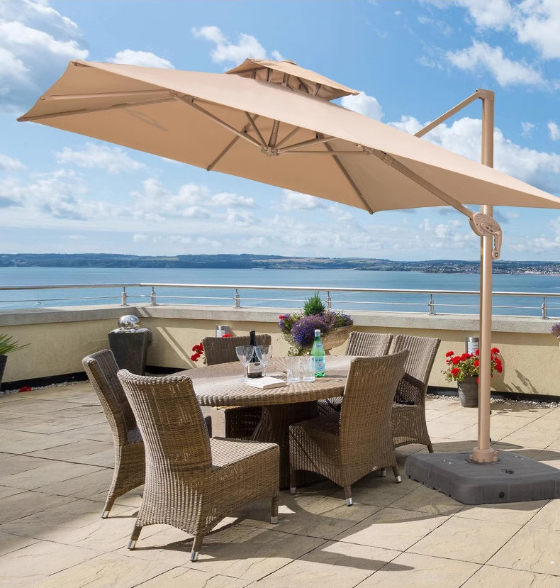 Ô Dù Lệch Tâm Ngoài Trời Nâng Hạ Đế Nhựa