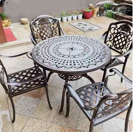Bàn Ghế Ngoài Trời Nhôm Đúc D100