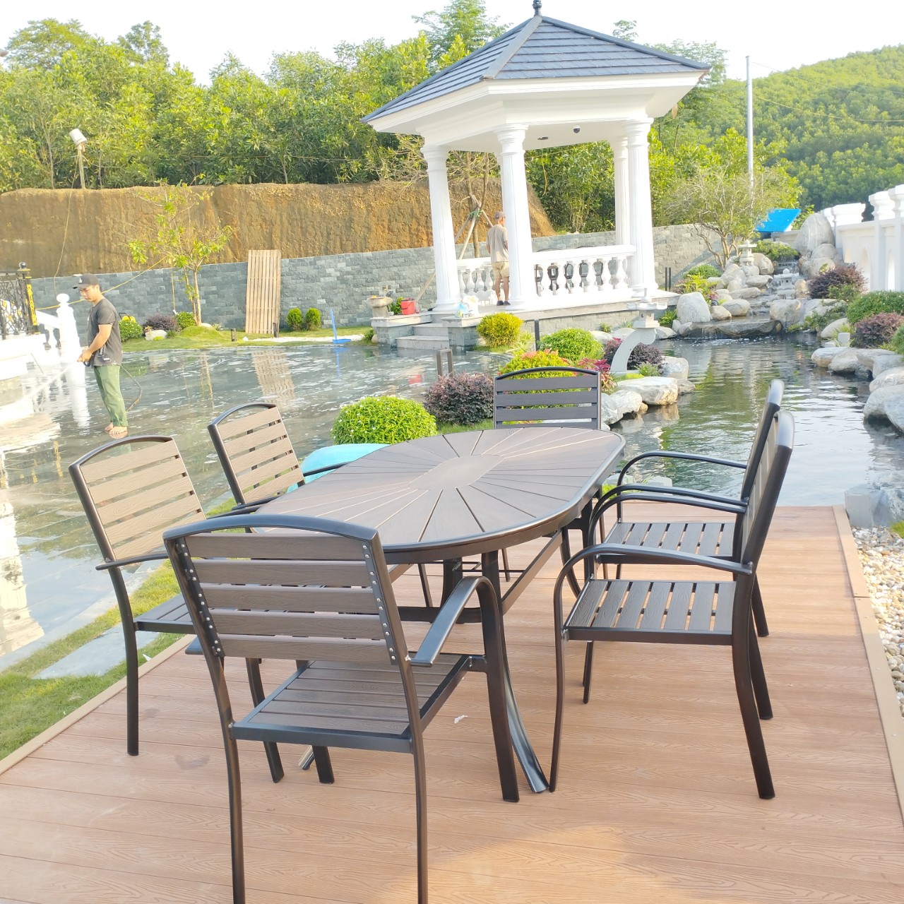 Bộ Bàn Ghế Sân Vườn Ngoài Trời Nan Nhựa D160