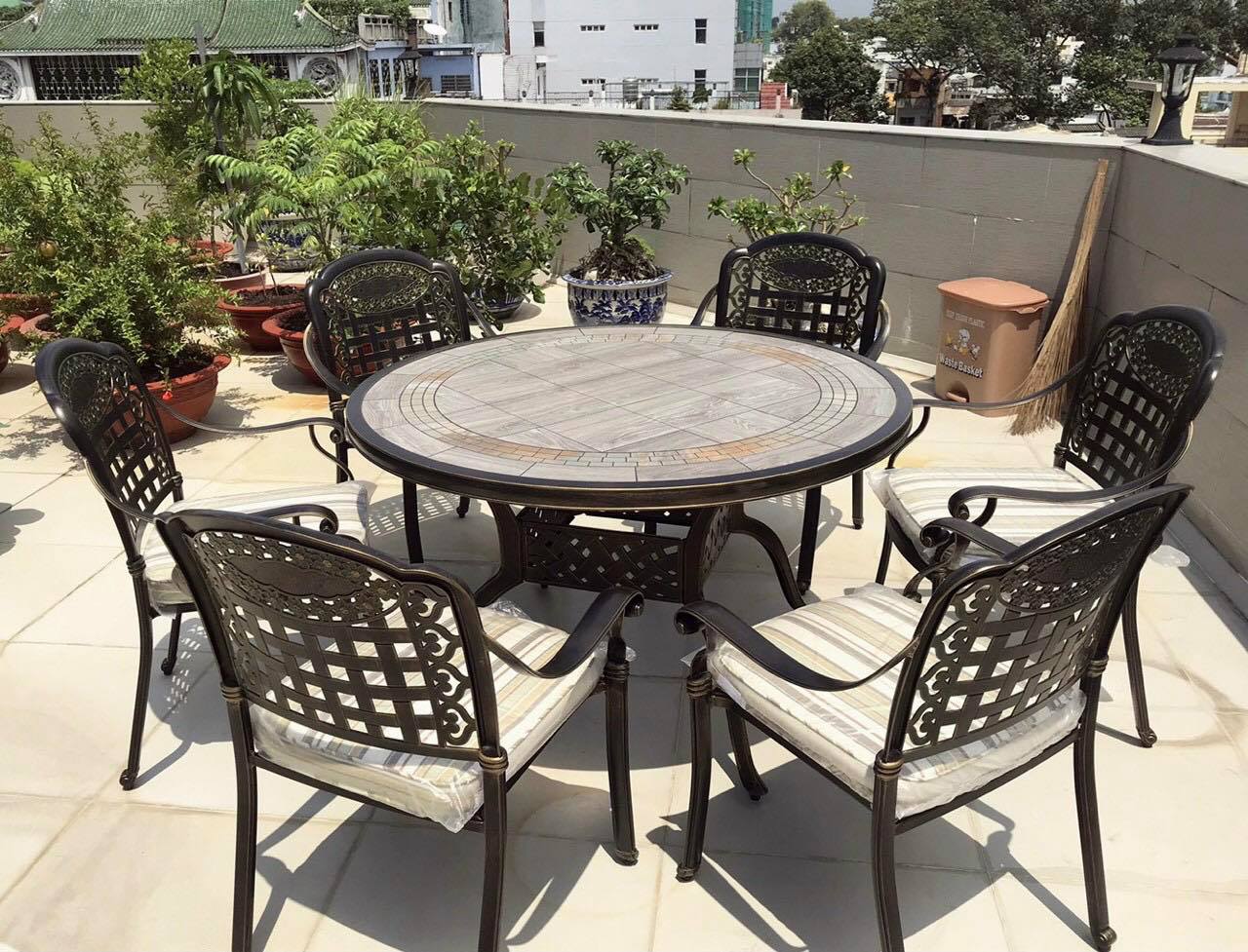 Bộ Bàn Ghế Sân Vườn Mặt Đá ND-D120