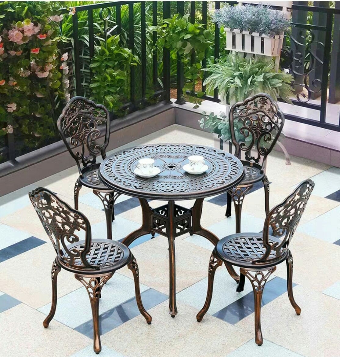 Bàn Ghế Sân Vườn Ngoài Trời D80