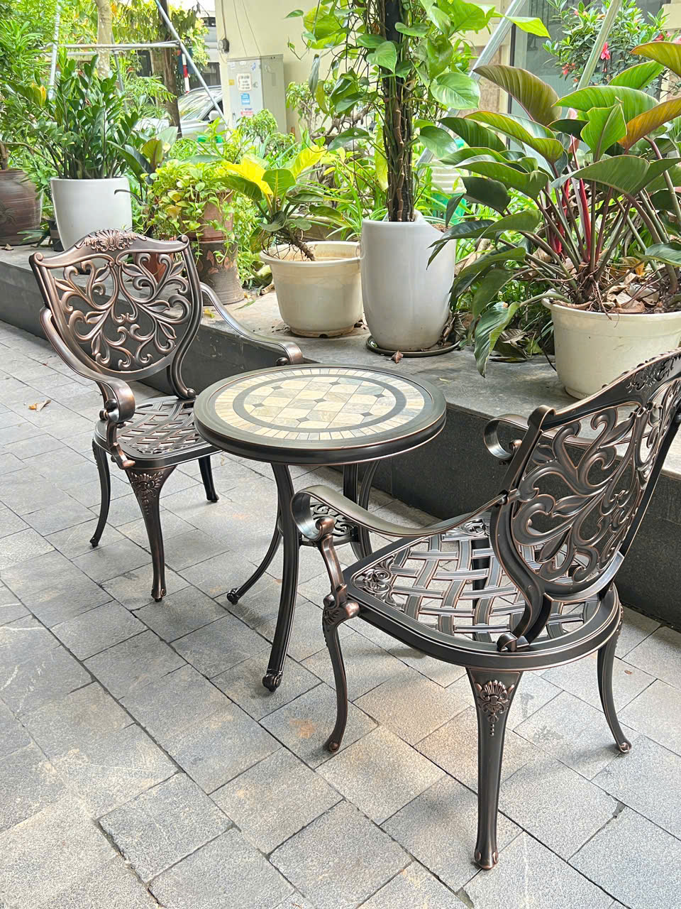 Bàn Ghế Ban Công Mặt Đá BA D60 - GLCT