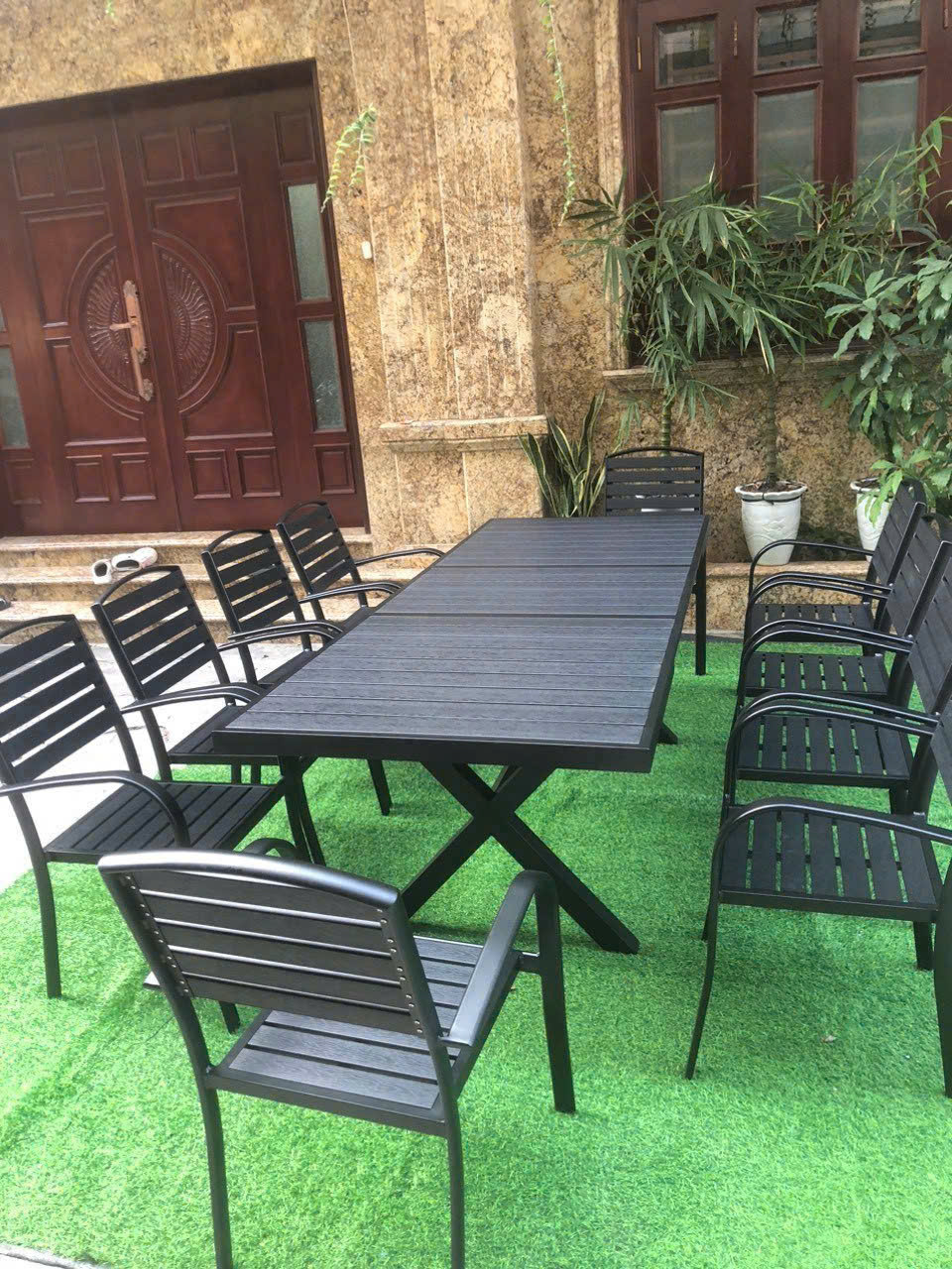 Bàn Ghế Sân Vườn Ngoài Trời Composit D180/240