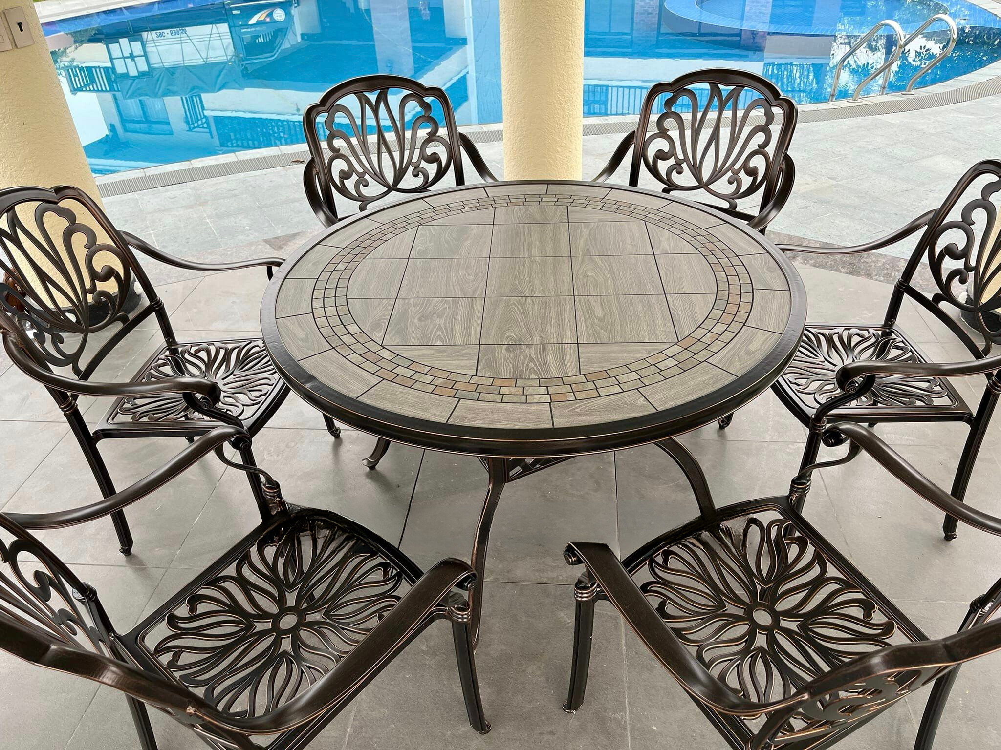 Bộ Bàn Ghế Sân Vườn Mặt Đá ND-D120