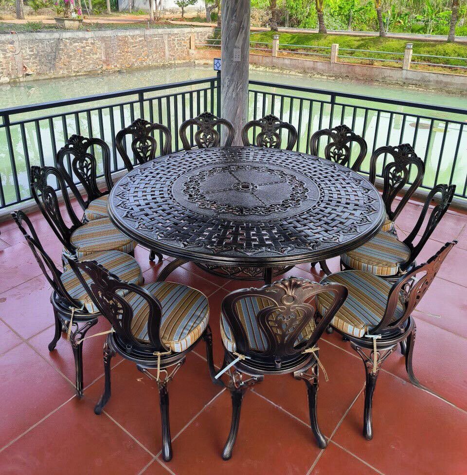 Bộ Bàn Ghế Sân Vườn Ngoài Trời Nhôm Đúc D150