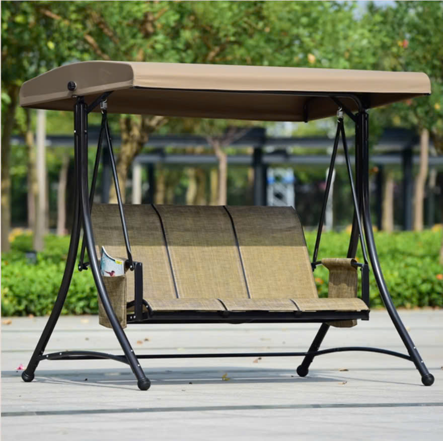 Xích Đu Ngoài Trời Bằng Sắt 3 chỗ ngồi Có Mái Che