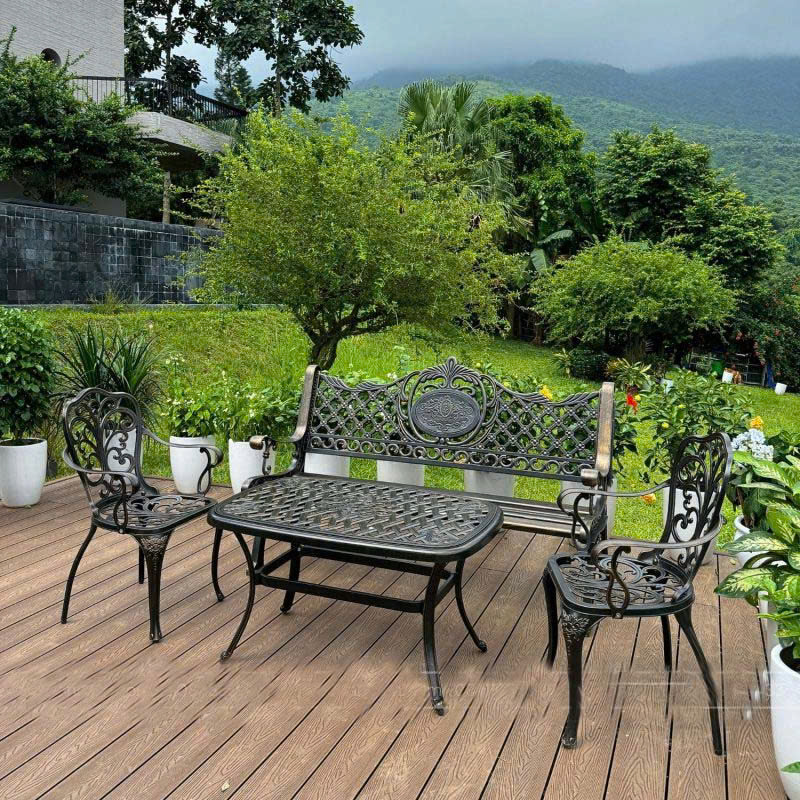 Bộ Bàn Ghế Công Viên Ngoài Trời Nhôm Đúc D102