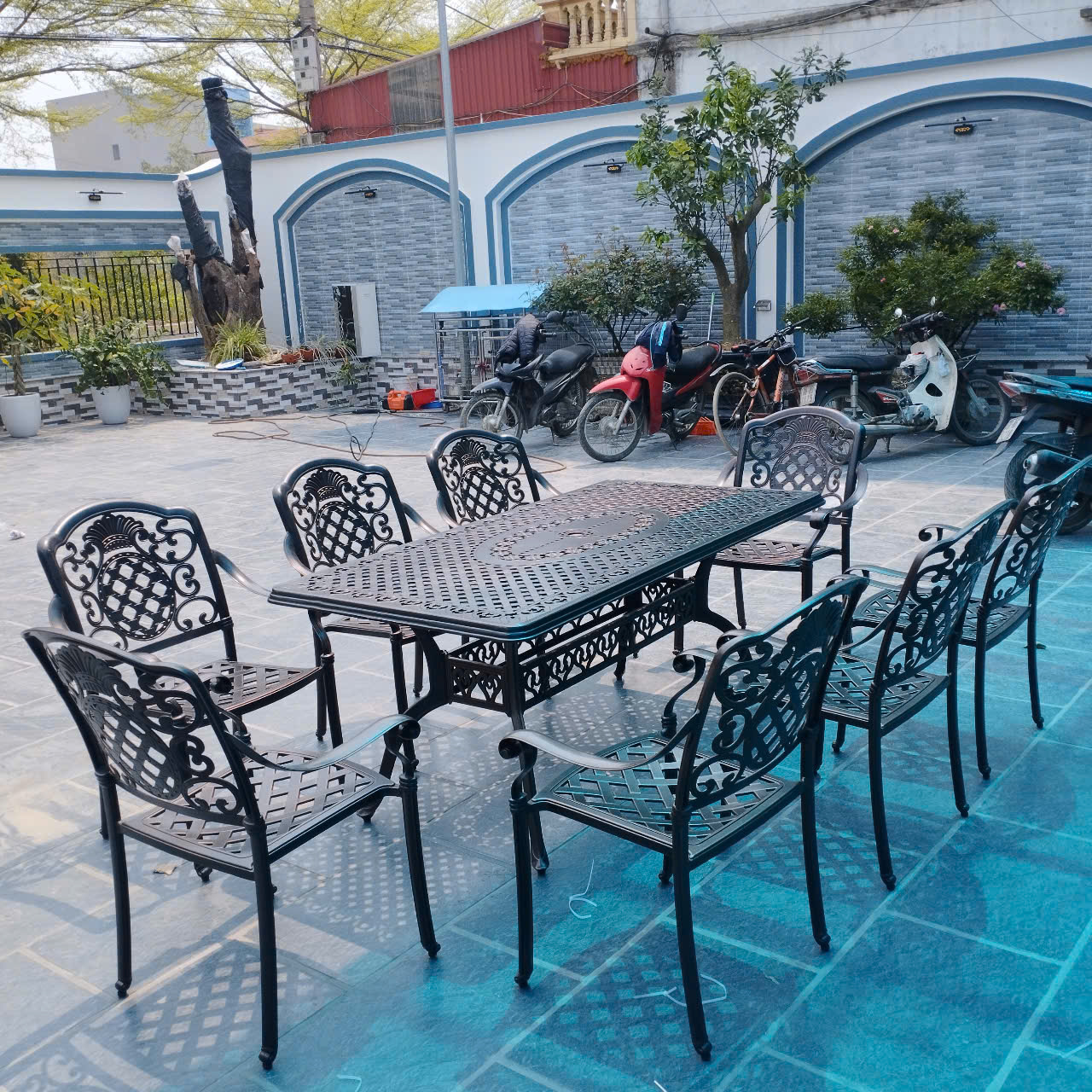 Bộ Bàn Ghế Sân Vườn Ngoài Trời Nhôm Đúc-HCN175