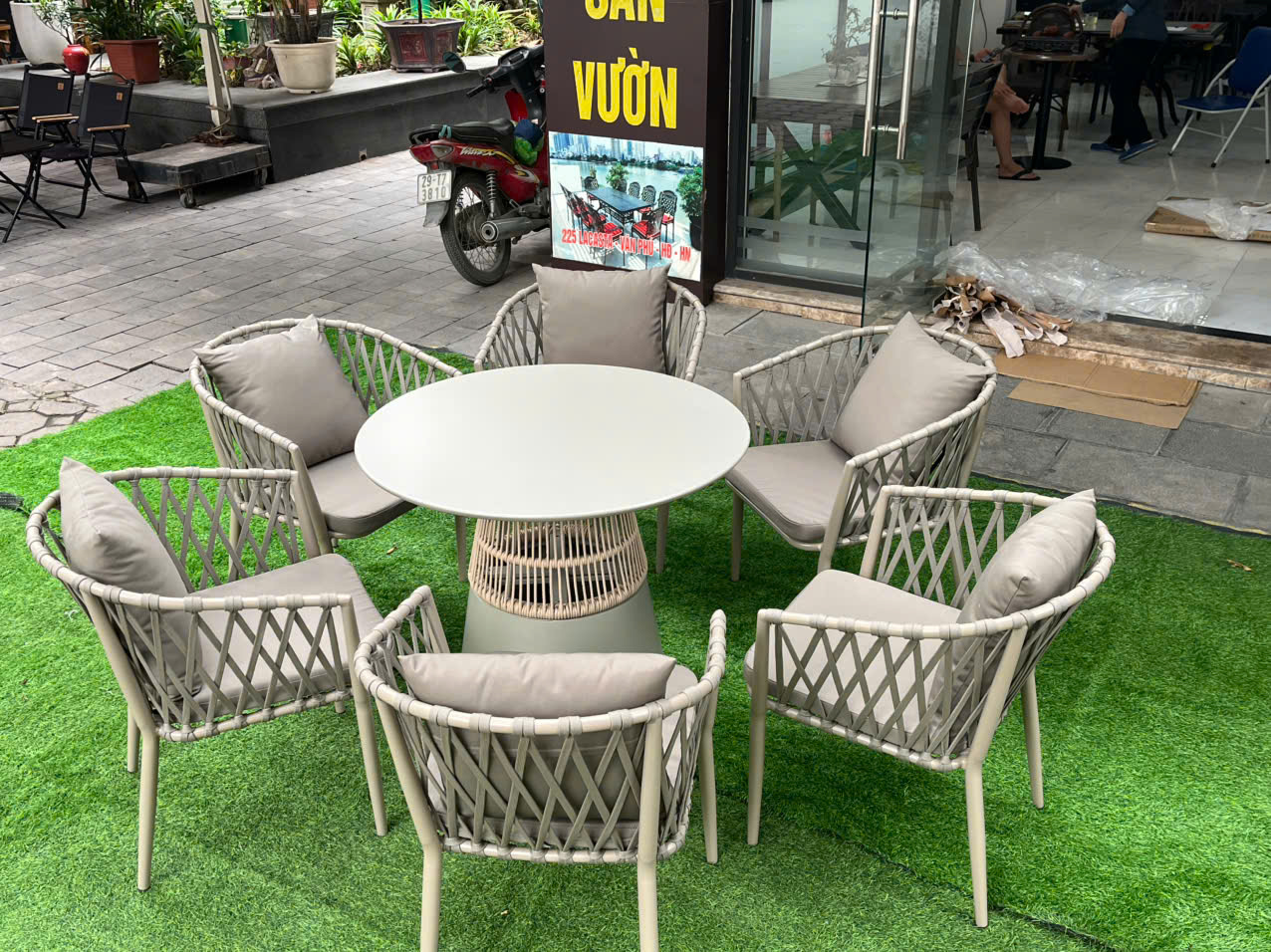 Bộ Bàn Ghế Ngoài Trời Dây Dù Cây Nấm D90