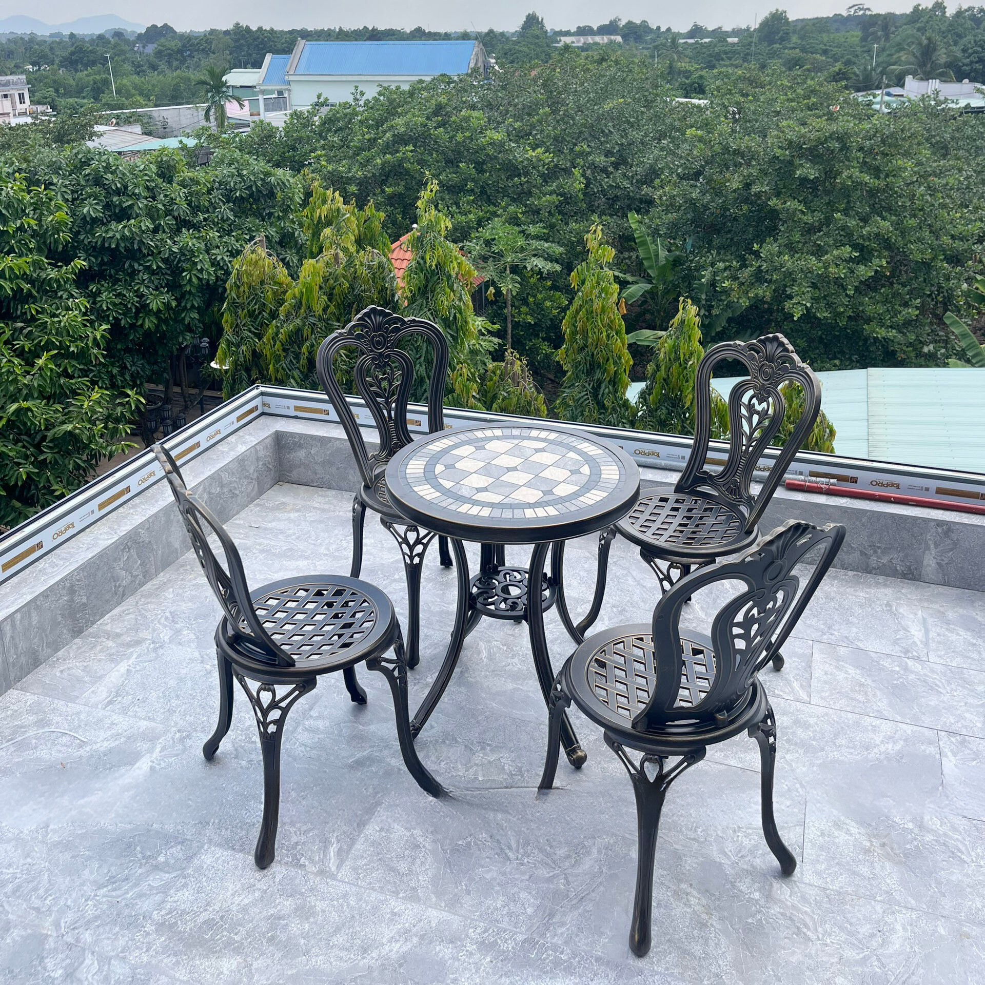 Bộ Bàn Ghế Ban Công Ngoài Trời Mặt Đá D60