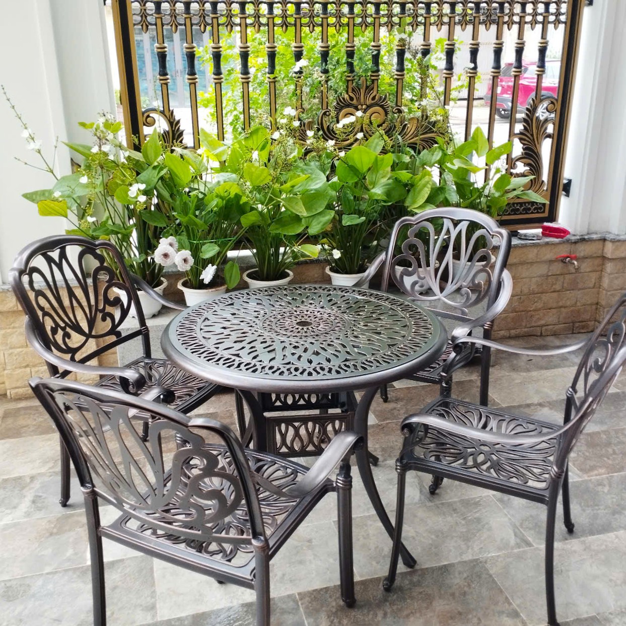 Bàn Ghế Nhôm Đúc Ngoài Trời BA-D90T