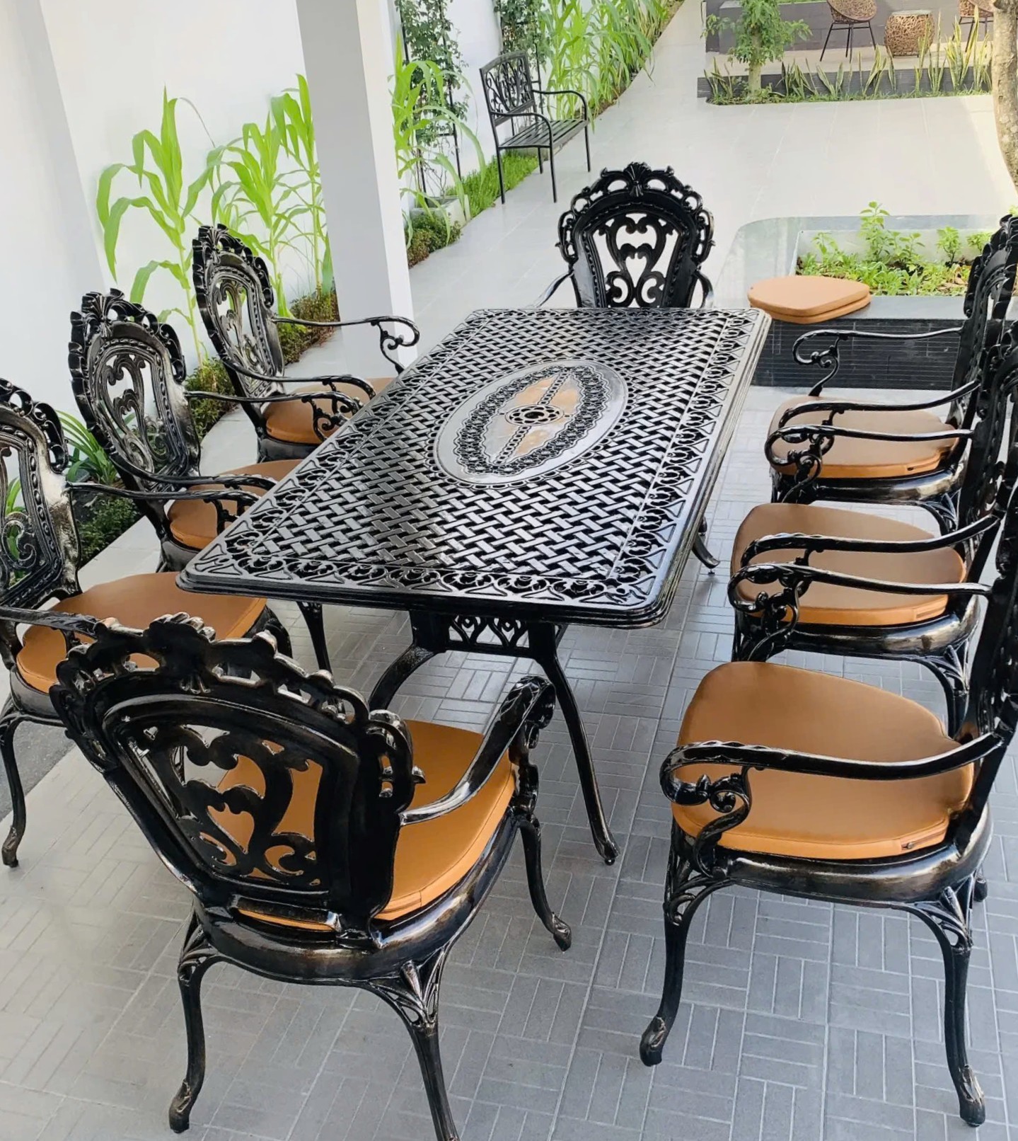 Bàn Ghế Nhôm Đúc Sân Vườn D175 - 8GTCD