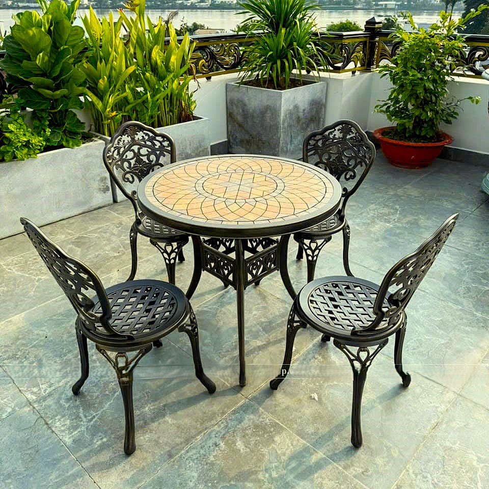 Bộ Bàn Ghế Sân Vườn Mặt Đá D84 4 ghế