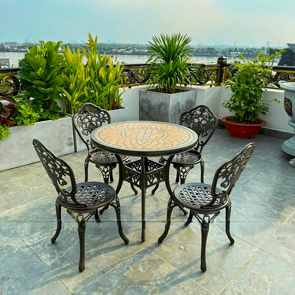 Bộ Bàn Ghế Sân Vườn Mặt Đá D84 4 ghế