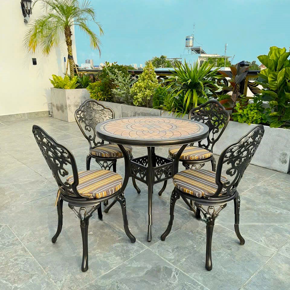 Bộ Bàn Ghế Sân Vườn Mặt Đá D84 4 ghế