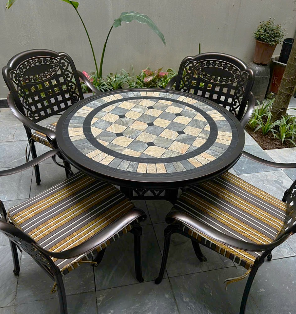 Bộ Bàn Ghế Nhôm Đúc Mặt Đá Xanh D94