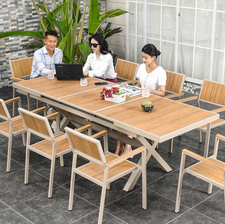 Bàn Ghế Sân Vườn Composit Thông Minh D180/240
