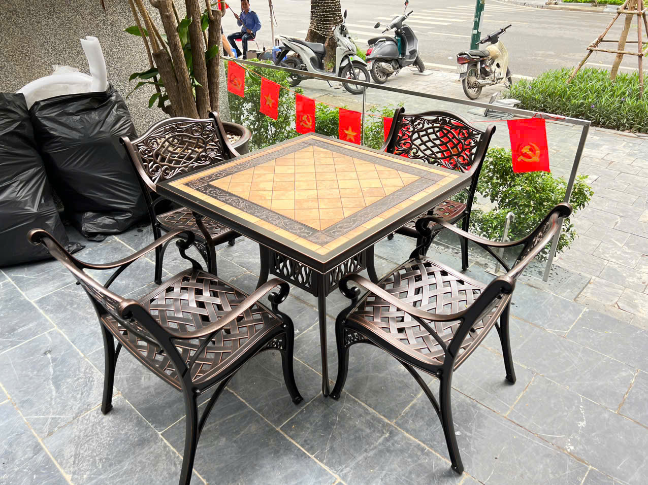 Bộ Bàn Ghế Nhôm Đúc Mặt Đá BV-D90