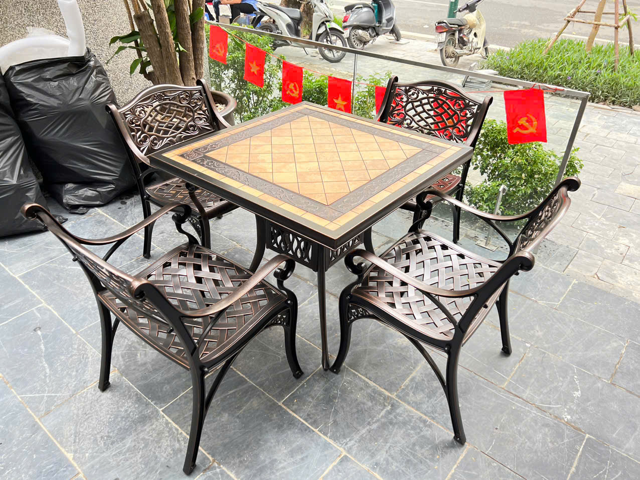 Bộ Bàn Ghế Nhôm Đúc Mặt Đá BV-D90