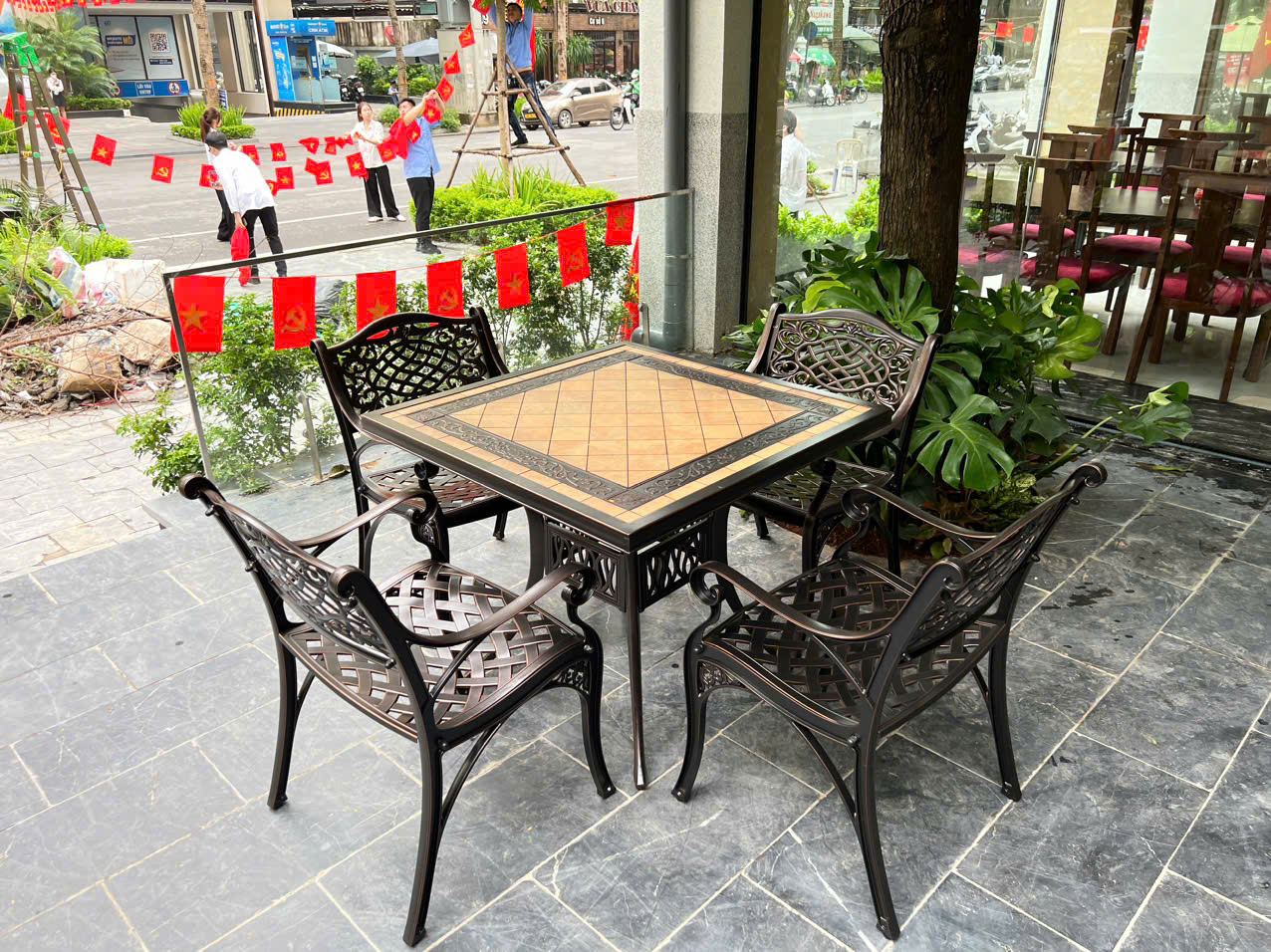 Bộ Bàn Ghế Nhôm Đúc Mặt Đá BV-D90