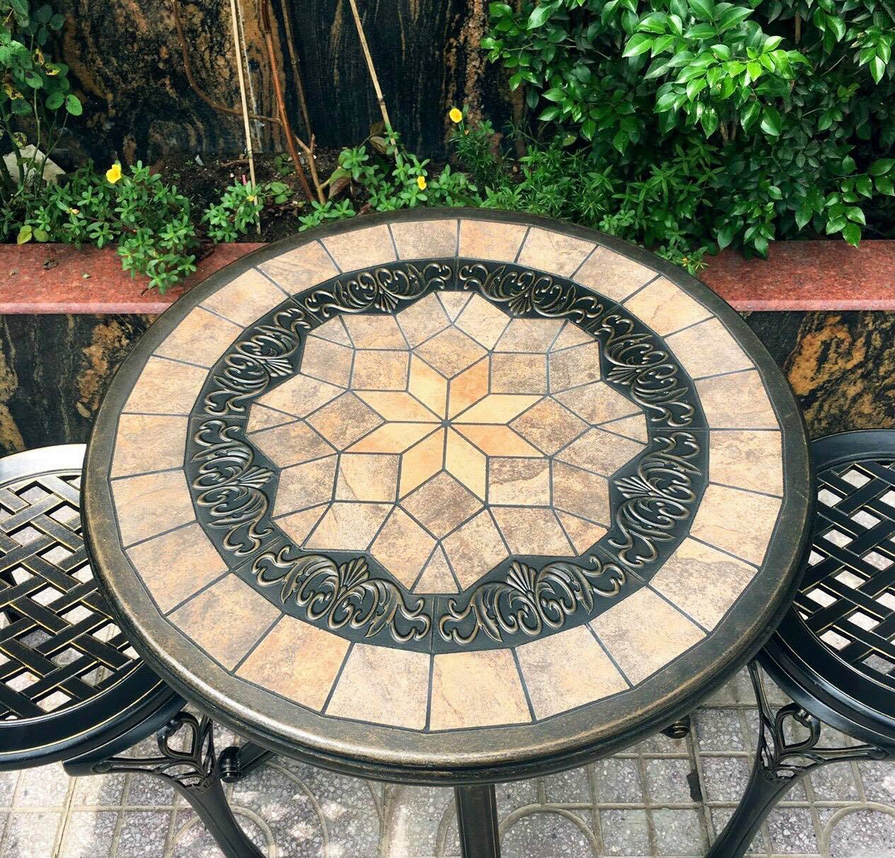 Bộ Bàn Ghế Sân Vườn Mặt Đá D60 - 4GCB