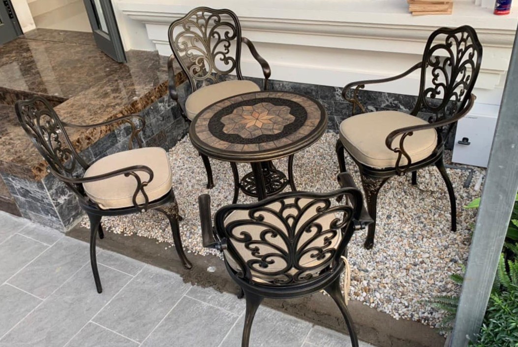 Bộ Bàn Ghế Sân Vườn Mặt Đá D60 - 4GCB