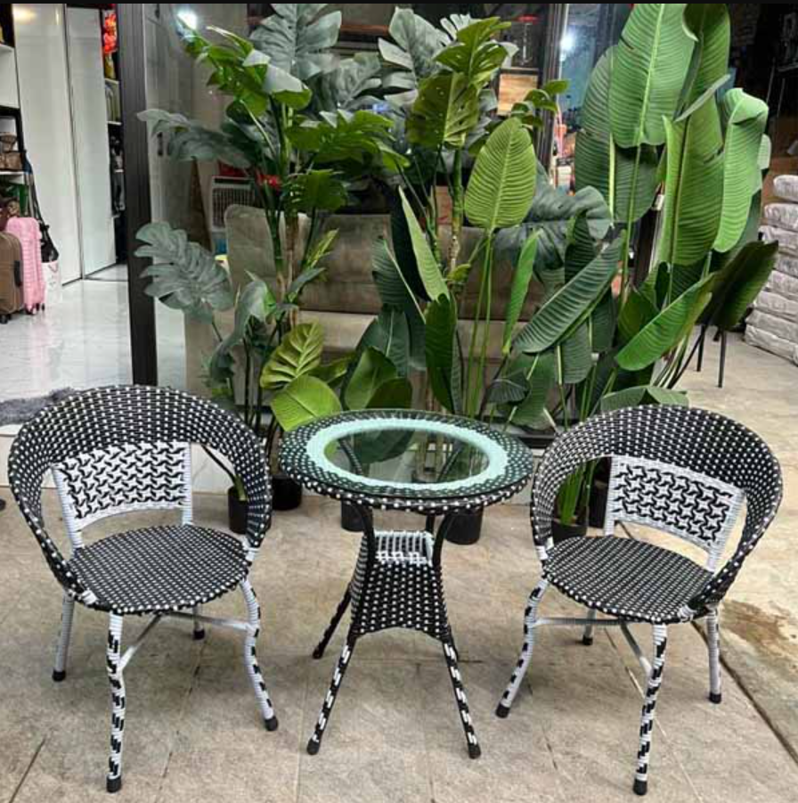 Bàn Ghế Cafe Mây Nhựa BA-02