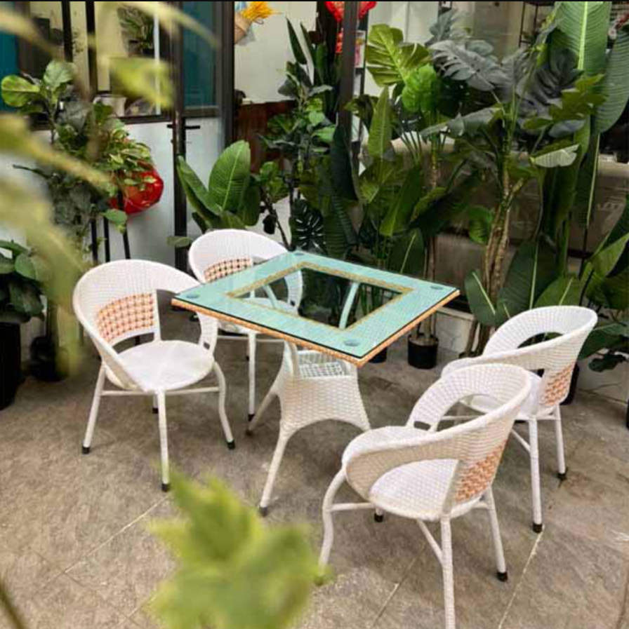 Bàn Ghế Cafe Mây Nhựa MT-01