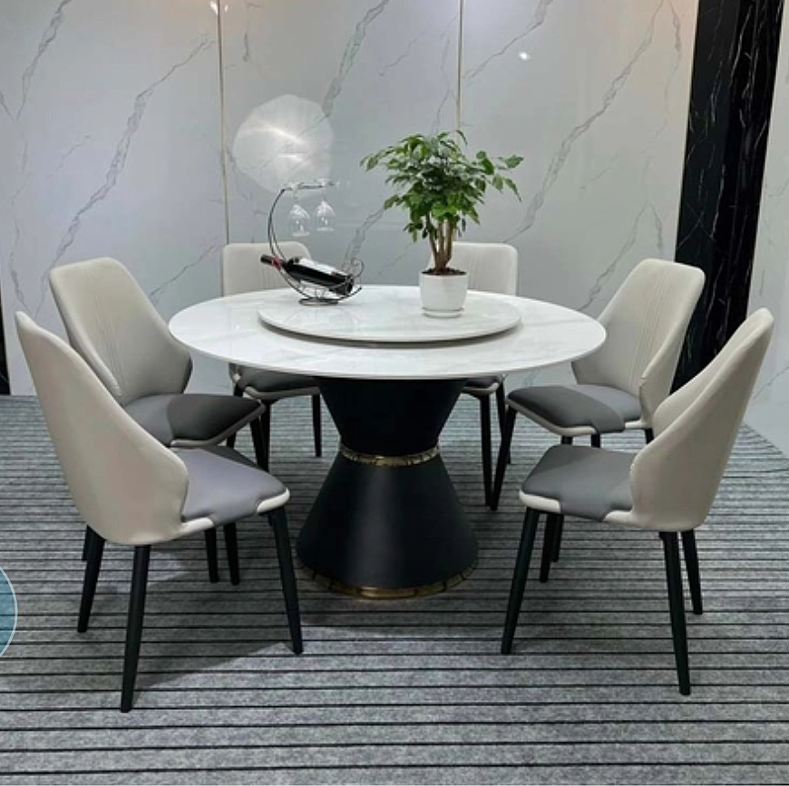 Bàn Ăn Tròn Mặt Đá Mâm Xoay 1m3 BA-02
