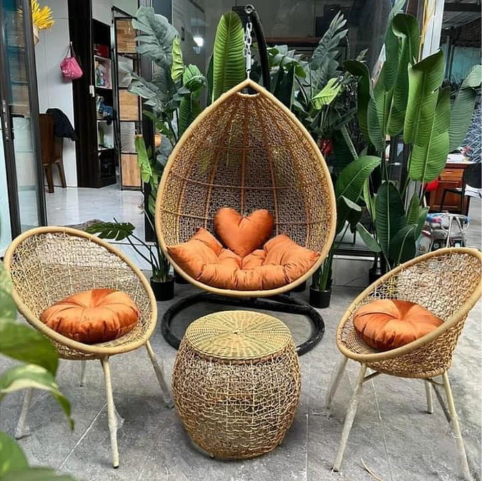Combo Bàn Ghế Xích Đu Mây Nhựa Cao Cấp