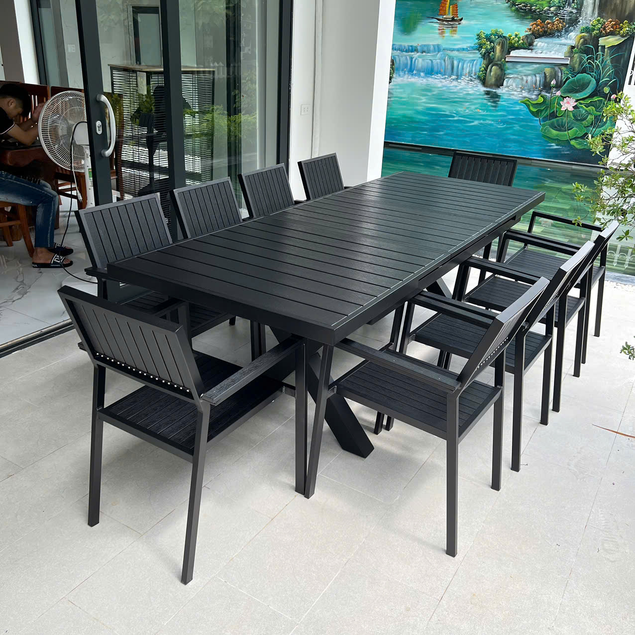 Bàn Ghế Sân Vườn Ngoài Trời Composit D180/240
