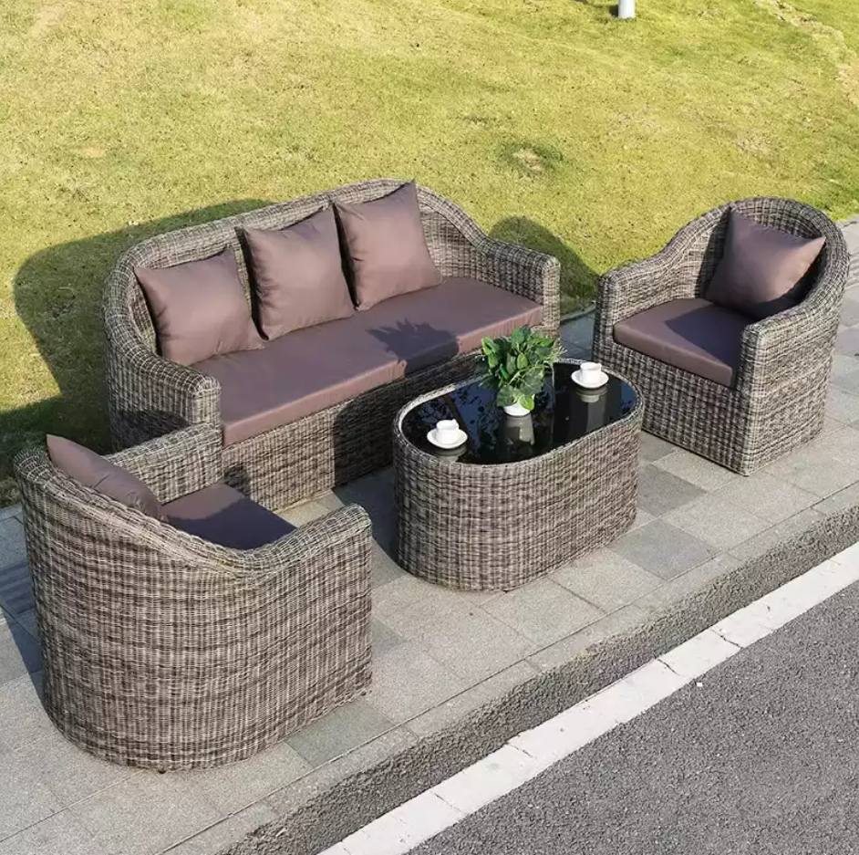 Bàn Ghế Sofa Ngoài Trời Nhựa Giả Mây Thư Giãn BA06