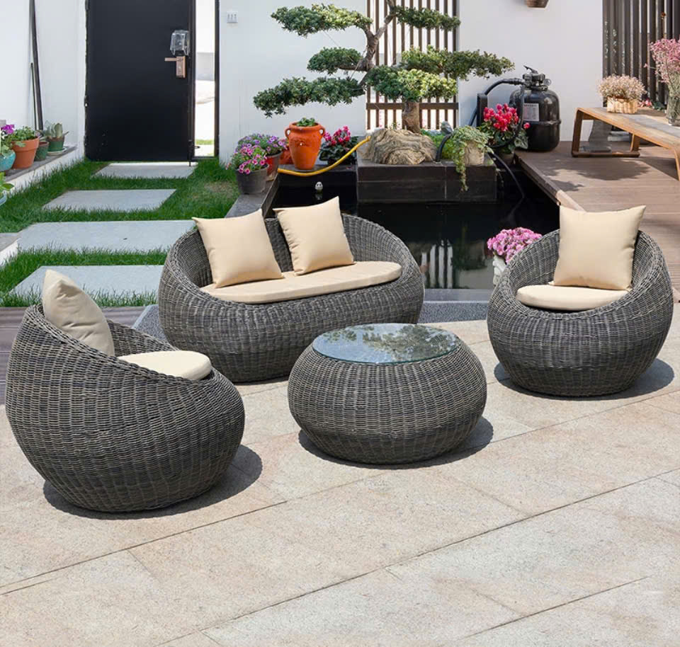 Bộ bàn ghế sofa nhựa giả mây ngoài trời SF-BA2
