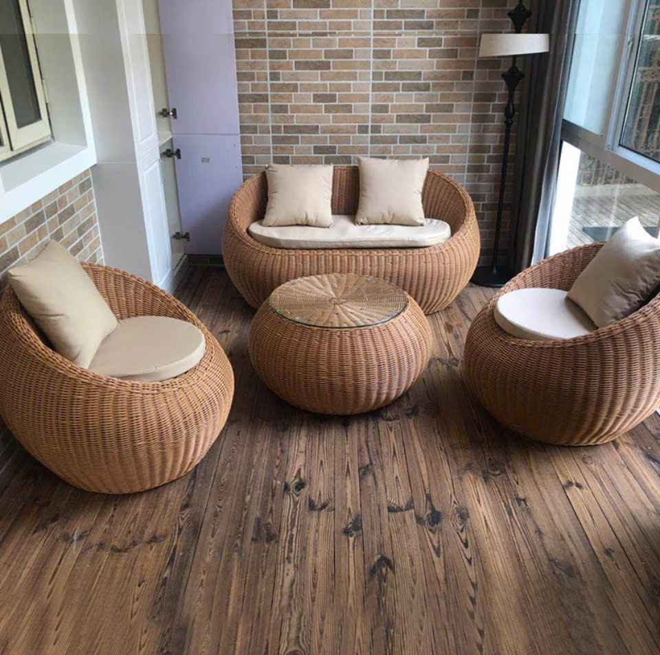 Bộ bàn ghế sofa nhựa giả mây ngoài trời SF-BA2