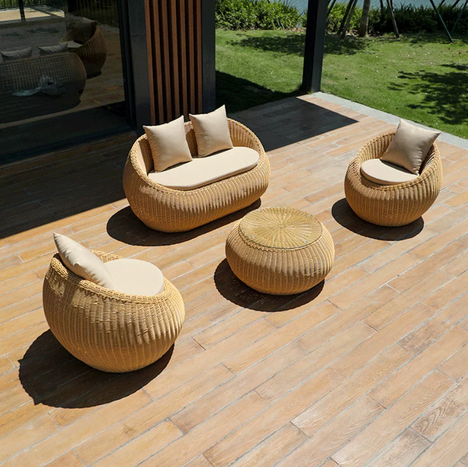 Bộ bàn ghế sofa nhựa giả mây ngoài trời SF-BA2