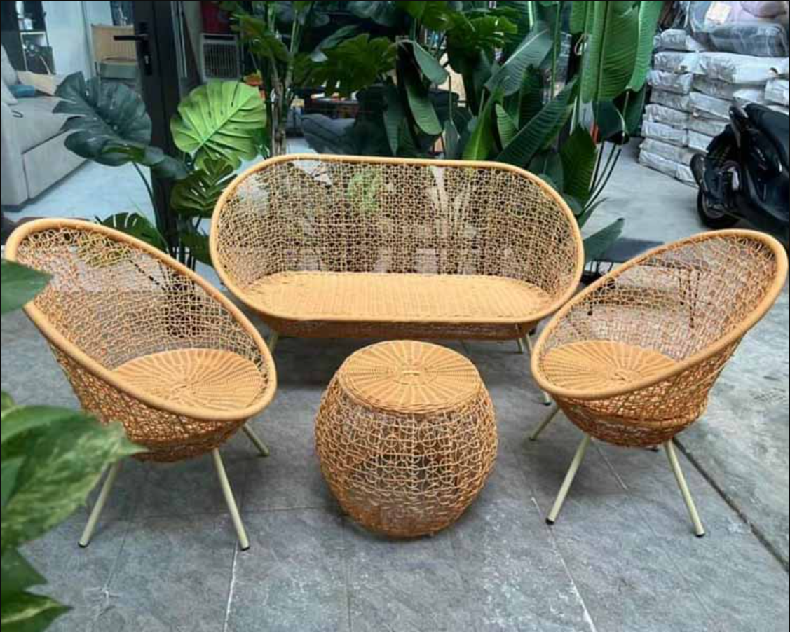 Bộ Bàn Ghế Sân Vườn Mây Nhựa BA-01