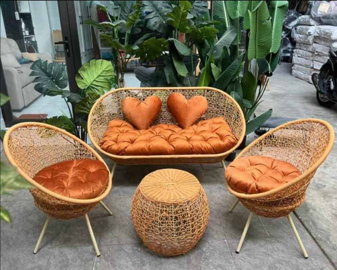 Bộ Bàn Ghế Sân Vườn Mây Nhựa BA-01